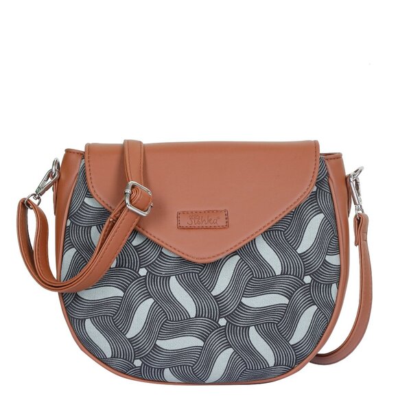 Hand Crafted Fabric Olive Green Print Ladies Crossbody Sling Bag, Messenger Bag - Picture 1 of 10